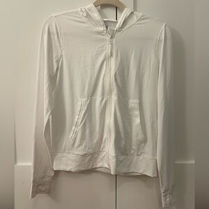 Athleta Girl White Zip-Up Hoodie with ribbed fabric - size XXL 16 - EUC